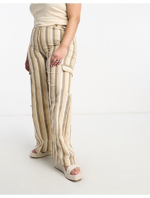 Daisy Street Plus linen stripey Y2K cargo pants