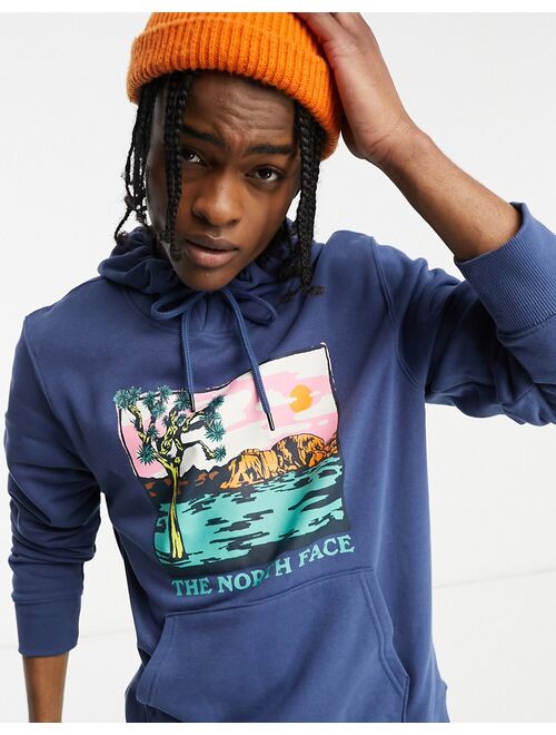 The North Face Graphic Injection chest print hoodie in navy