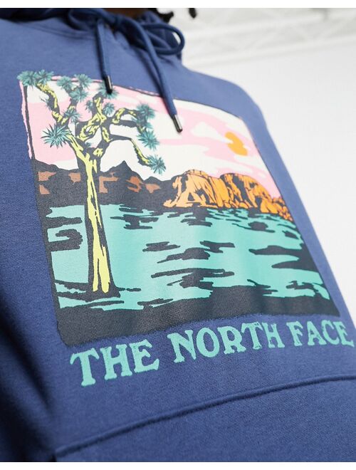 The North Face Graphic Injection chest print hoodie in navy