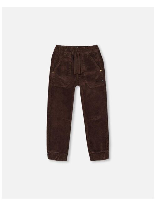 DEUX PAR DEUX Boy Stretch Corduroy Jogger Pants Chocolate - Toddler|Child