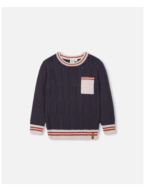 DEUX PAR DEUX Boy Knitted Sweater With Pocket Dark Navy - Toddler|Child