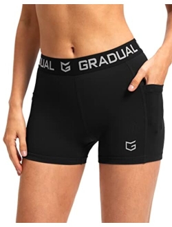 Women's Spandex Compression Volleyball Shorts 3" /7" Workout Pro Shorts for Women