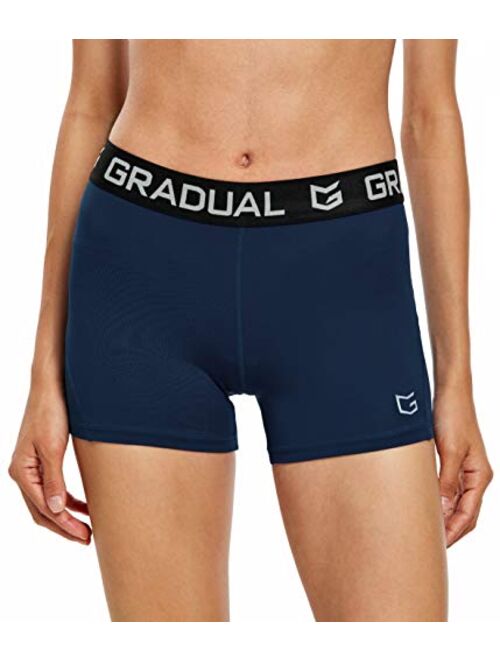 G Gradual Women's Spandex Compression Volleyball Shorts 3" /7" Workout Pro Shorts for Women