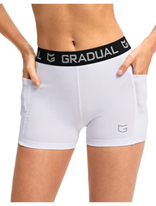 G Gradual Women's Spandex Compression Volleyball Shorts 3" /7" Workout Pro Shorts for Women