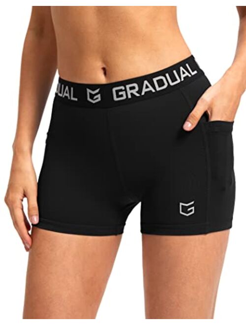 G Gradual Women's Spandex Compression Volleyball Shorts 3" /7" Workout Pro Shorts for Women