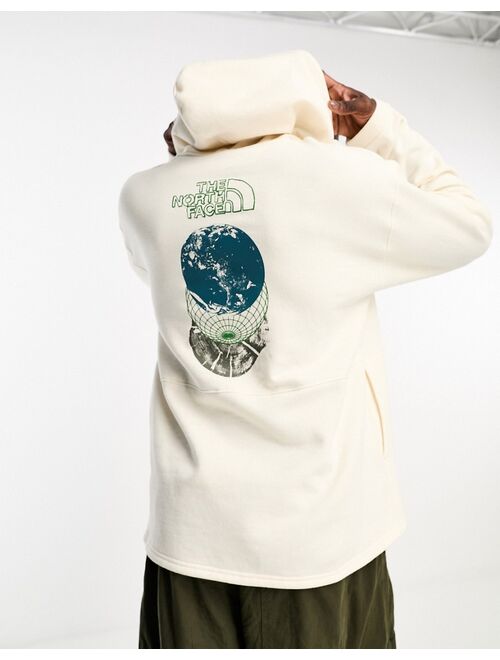 The North Face world back print hoodie in cream