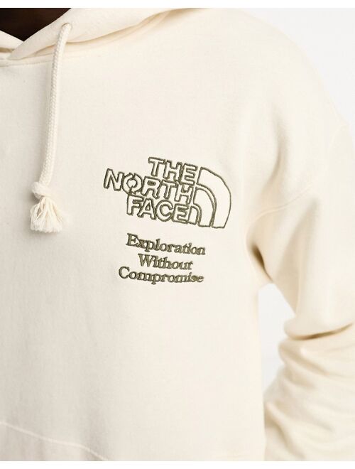 The North Face world back print hoodie in cream