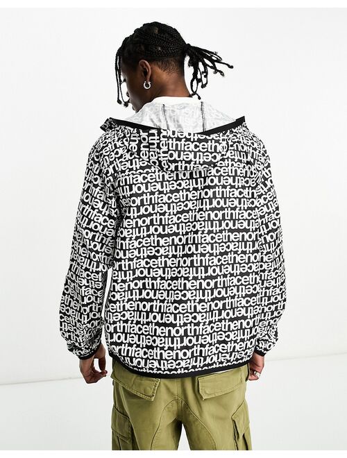 The North Face Cyclone zip-up all over print wind hoodie in black and white