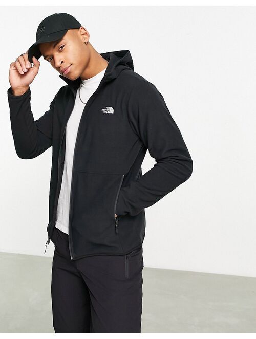 The North Face TKA Glacier zip up hooded fleece in black