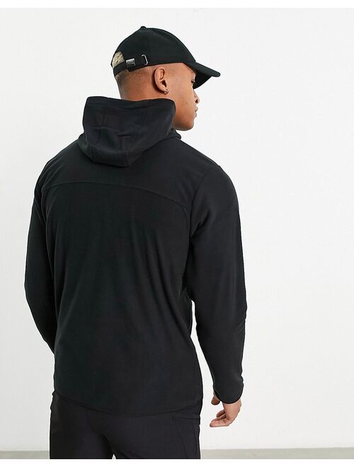 The North Face TKA Glacier zip up hooded fleece in black