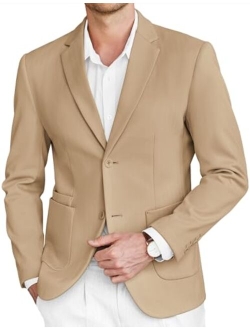 Mens Tweed Blazer Slim Fit Casual Sport Coat Two Button Knit Suit Jacket