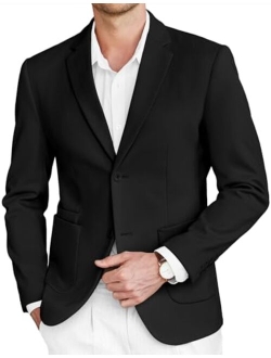 Mens Tweed Blazer Slim Fit Casual Sport Coat Two Button Knit Suit Jacket