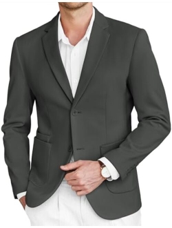 Mens Tweed Blazer Slim Fit Casual Sport Coat Two Button Knit Suit Jacket