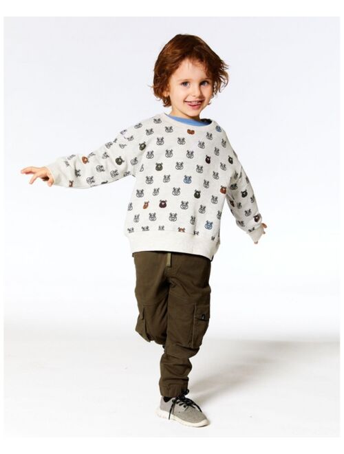 DEUX PAR DEUX Boy Allover Buffalo Printed Sweatshirt Oatmeal Mix - Toddler|Child