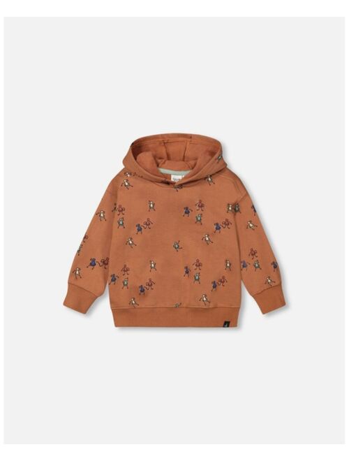 DEUX PAR DEUX Boy Fleece Hoodie Caramel With Printed Pawns - Toddler|Child