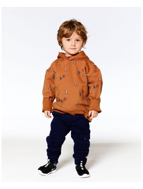 DEUX PAR DEUX Boy Fleece Hoodie Caramel With Printed Pawns - Toddler|Child