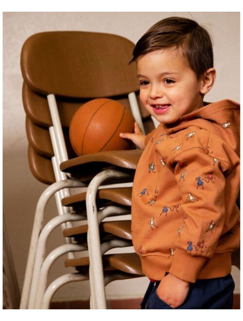 DEUX PAR DEUX Boy Fleece Hoodie Caramel With Printed Pawns - Toddler|Child