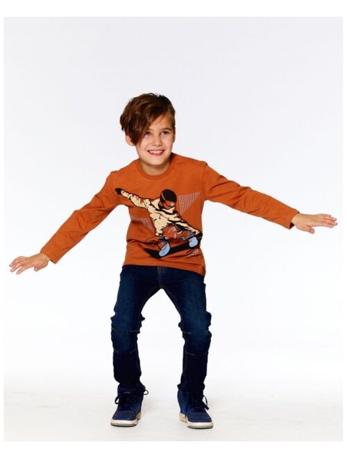 DEUX PAR DEUX Boy Jersey T-Shirt With Print Burnt Orange - Toddler|Child