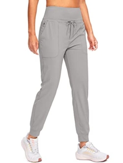 Women's Joggers High Waisted Athletic Sweatpants with Zipper Pockets Tapered Workout Lounge Pants for Women