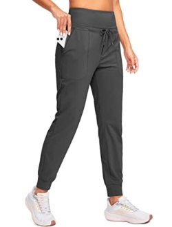 Women's Joggers High Waisted Athletic Sweatpants with Zipper Pockets Tapered Workout Lounge Pants for Women