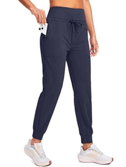 Women's Joggers High Waisted Athletic Sweatpants with Zipper Pockets Tapered Workout Lounge Pants for Women