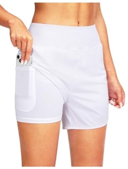 Women's 5" High Waisted Swim Board Shorts Quick Dry UPF 50  Swimming Beach Shorts for Women with Liner Pockets