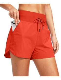 Women's 3" High Waisted Swim Board Shorts with Pockets UPF 50  Quick Dry Beach Bathing Shorts for Women with Liner