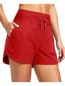 Women's 3" High Waisted Swim Board Shorts with Pockets UPF 50  Quick Dry Beach Bathing Shorts for Women with Liner