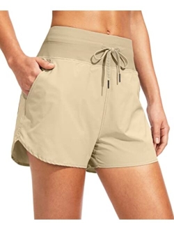 Women's 3" High Waisted Swim Board Shorts with Pockets UPF 50  Quick Dry Beach Bathing Shorts for Women with Liner