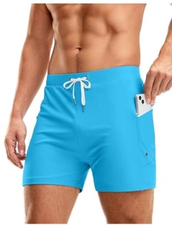 Men's Swimsuit Trunks with Zipper Pockets Quick Dry Swimwear Bathing Suit Swim Briefs Board Shorts for Men