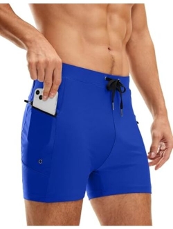 Men's Swimsuit Trunks with Zipper Pockets Quick Dry Swimwear Bathing Suit Swim Briefs Board Shorts for Men