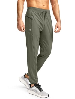 Men's Joggers with Zipper Pockets Stretch Tapered Sweatpants Athletic Pants for Men Workout Running Gym