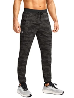 Men's Joggers with Zipper Pockets Stretch Tapered Sweatpants Athletic Pants for Men Workout Running Gym