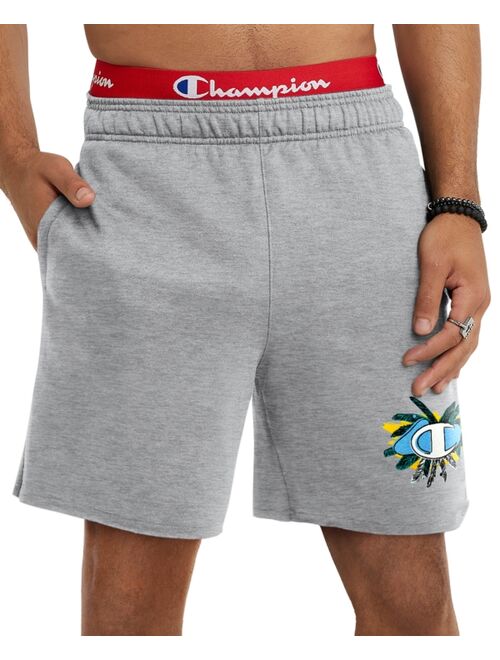 CHAMPION Men's Powerblend Standard-Fit Logo-Print 7" Fleece Shorts