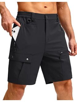 Men's Hiking Cargo Shorts with Zipper Pockets Lightweight Stretch Outdoor Tactical Shorts for Men Golf Fishing