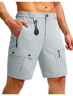 Men's Hiking Cargo Shorts with Zipper Pockets Lightweight Stretch Outdoor Tactical Shorts for Men Golf Fishing