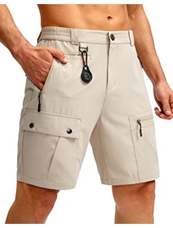 Men's Hiking Cargo Shorts with Zipper Pockets Lightweight Stretch Outdoor Tactical Shorts for Men Golf Fishing