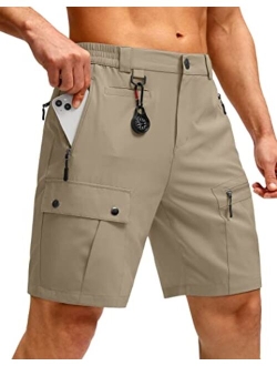 Men's Hiking Cargo Shorts with Zipper Pockets Lightweight Stretch Outdoor Tactical Shorts for Men Golf Fishing