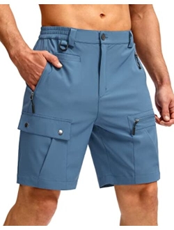 Men's Hiking Cargo Shorts with Zipper Pockets Lightweight Stretch Outdoor Tactical Shorts for Men Golf Fishing