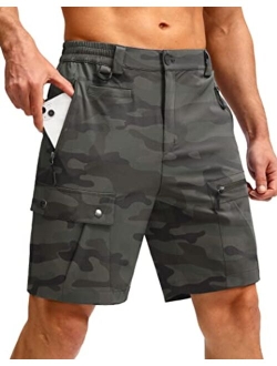 Men's Hiking Cargo Shorts with Zipper Pockets Lightweight Stretch Outdoor Tactical Shorts for Men Golf Fishing