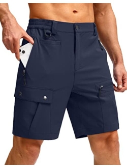 Men's Hiking Cargo Shorts with Zipper Pockets Lightweight Stretch Outdoor Tactical Shorts for Men Golf Fishing