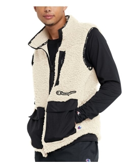 Men's Cozy Standard-Fit Mixed-Media Plush Fleece Vest