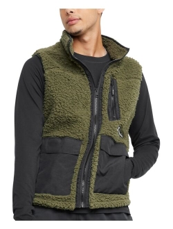 Men's Cozy Standard-Fit Mixed-Media Plush Fleece Vest