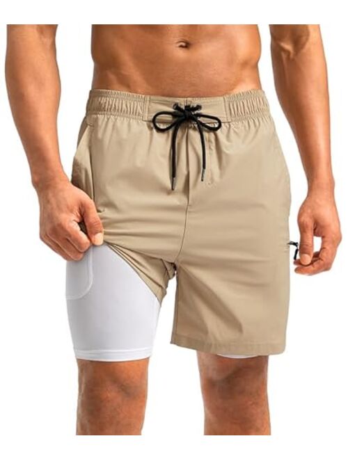 G Gradual Mens Swim Trunks with Compression Liner 5 inch Inseam Quick Dry Bathing Suits with Zipper Pocket-No Thigh Chafing