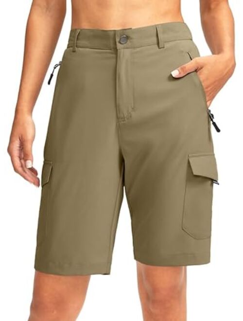 G Gradual Women's 10" Hiking Golf Long Shorts with 5 Pockets Knee Length Lightweight Quick Dry Cargo Bermuda Shorts for Women