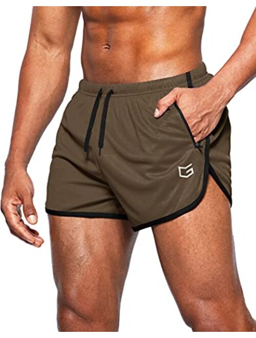 G Gradual Men's Running Shorts 3 Inch Quick Dry Gym Athletic Jogging Shorts with Zipper Pockets