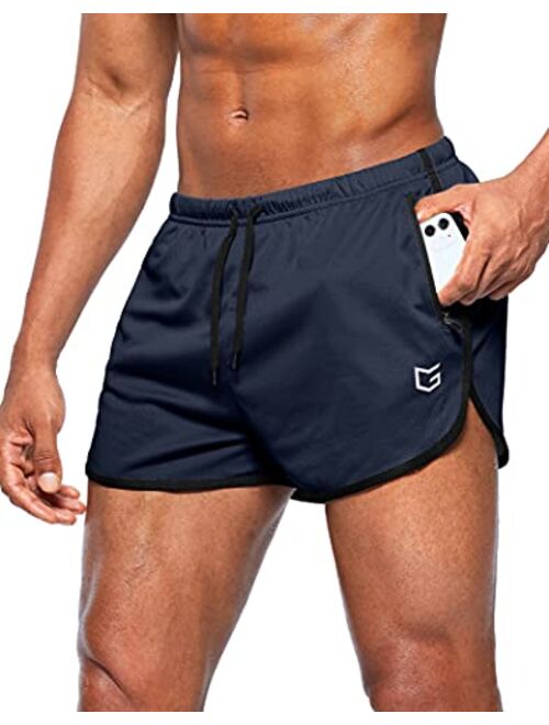 G Gradual Men's Running Shorts 3 Inch Quick Dry Gym Athletic Jogging Shorts with Zipper Pockets