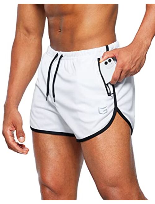 G Gradual Men's Running Shorts 3 Inch Quick Dry Gym Athletic Jogging Shorts with Zipper Pockets