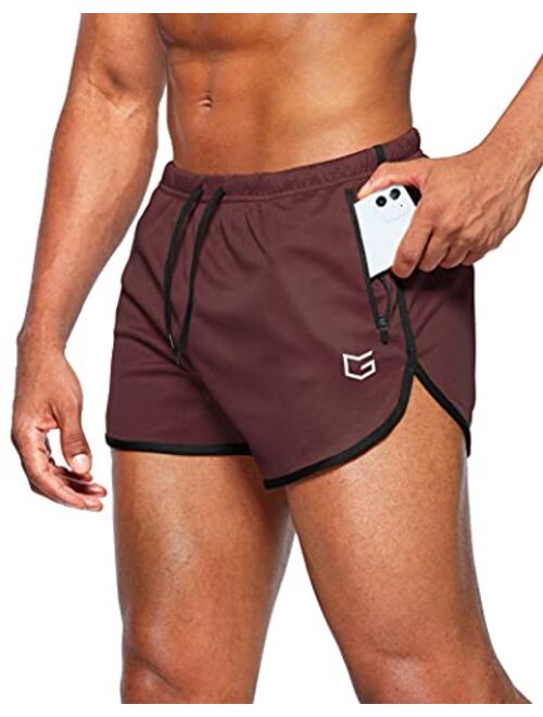 G Gradual Men's Running Shorts 3 Inch Quick Dry Gym Athletic Jogging Shorts with Zipper Pockets