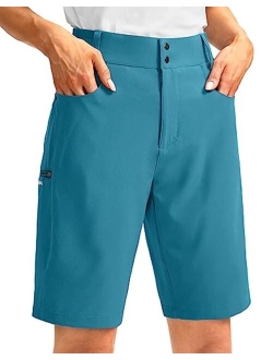 Women's Long Golf Hiking Shorts with Pockets 10" Quick Dry Lightweight Cargo Bermuda Shorts for Women Knee Length